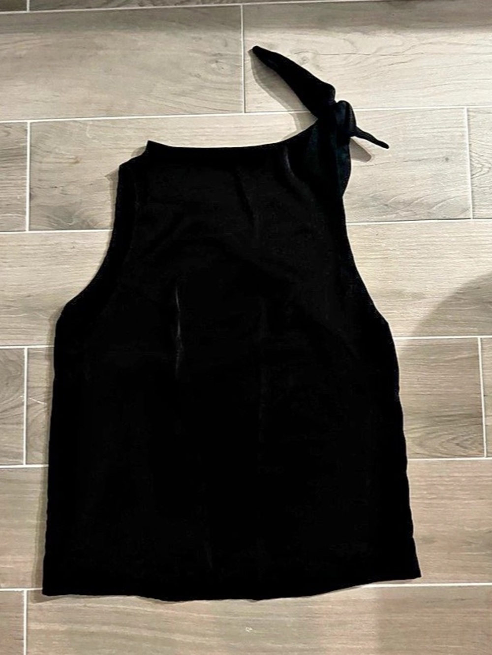 Garage One Shoulder Tie Top Black